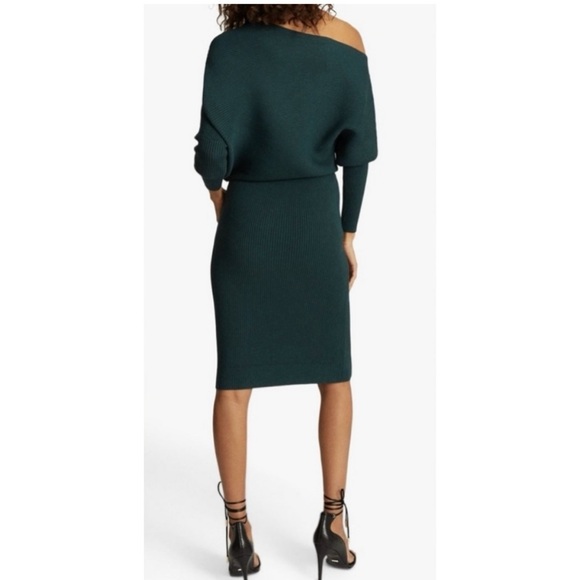 Sold ***Reiss Lara off the shoulder midi dress large green - Picture 4 of 6